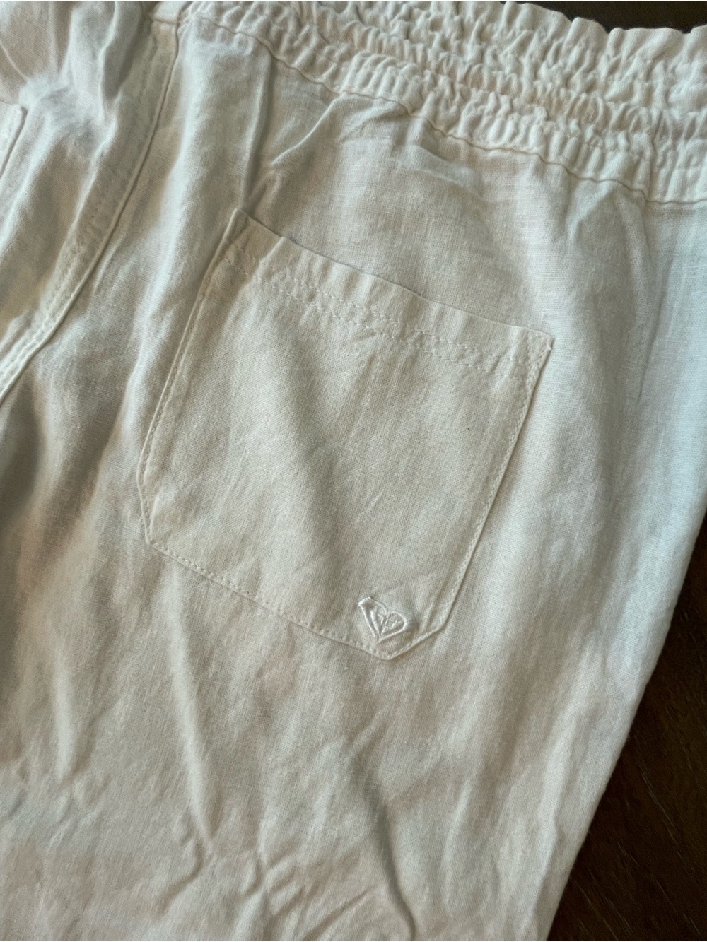 NWT Roxy Cream Drawstring Linen Pants - Picture 3 of 4
